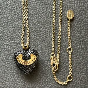 Juicy Couture Black Heart Necklace with Gold Detail
